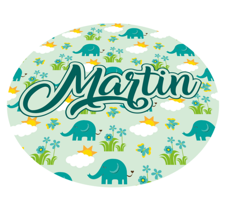 Elefant med skyer og navn vinyl teppe dyr - Tenstickers