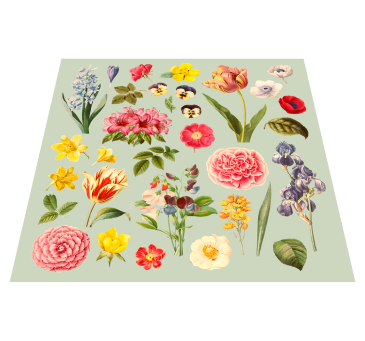 Blomsterbotanisk kolleksjon vinyl teppe blomster og planter - Tenstickers