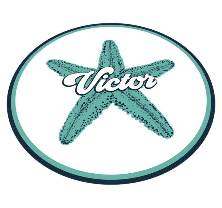 Sjøstjerner blåsteiner med navn personlig vinyl teppe - Tenstickers