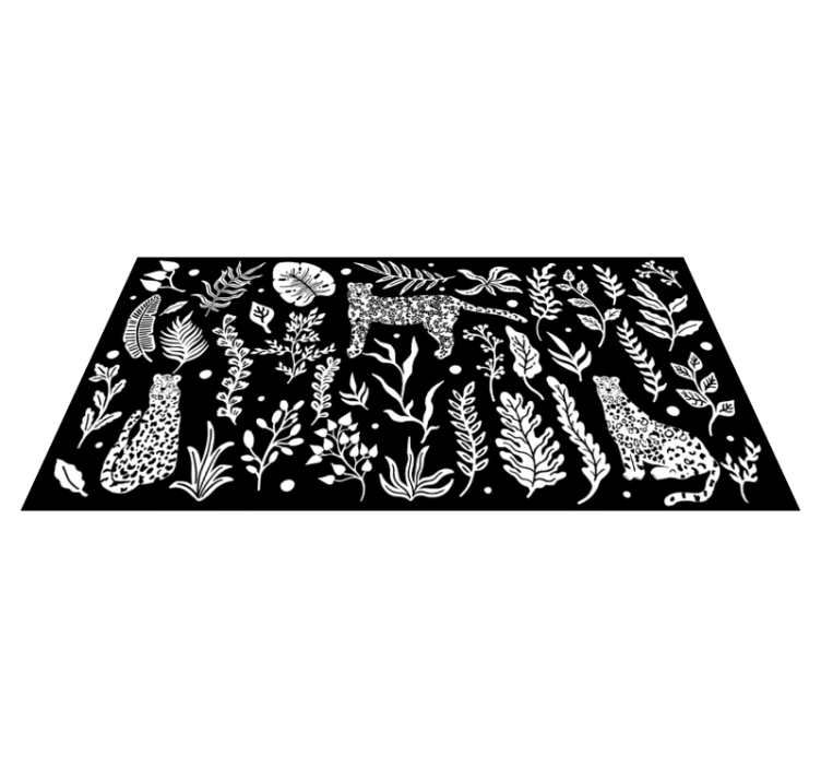 Monstera og leoparder vinyl teppe natur - Tenstickers