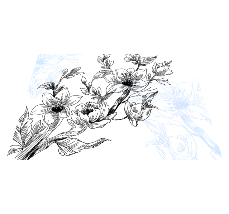 Azurblå blomstkonsept vinyl teppe blomster og planter - Tenstickers