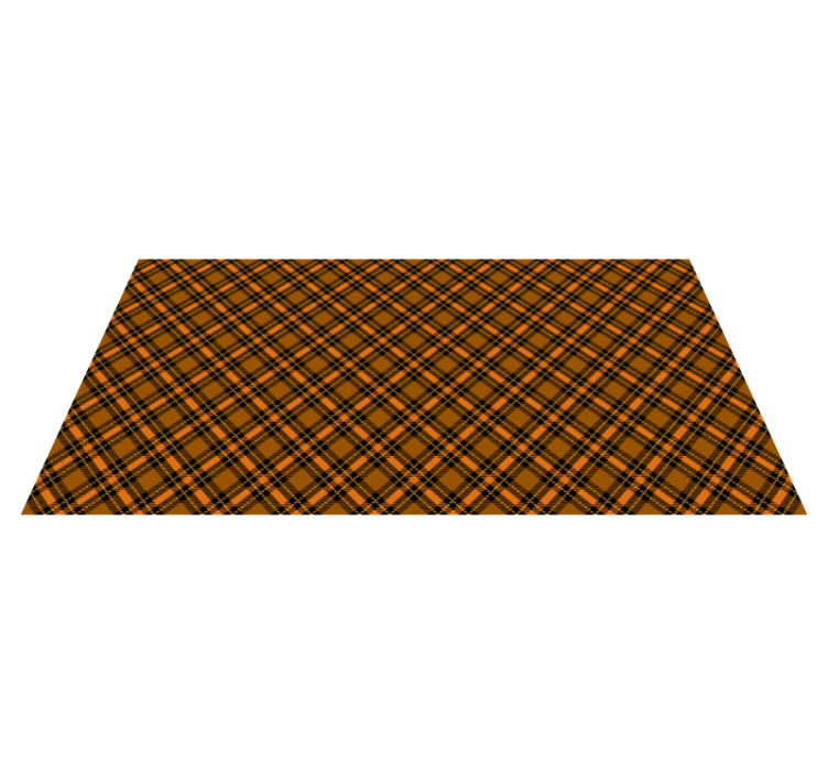 Svart og oransje tartan vintage vinyl teppe - Tenstickers