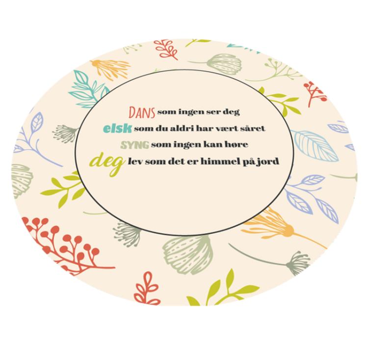 Dans, elsk, syng og deg lev sitat vinylteppe - Tenstickers