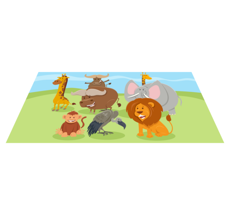 Farget dyr for barn dyreprint vinyl teppe - Tenstickers