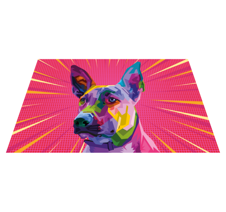 Regnbue pop art hundedyr vinyl teppe - Tenstickers