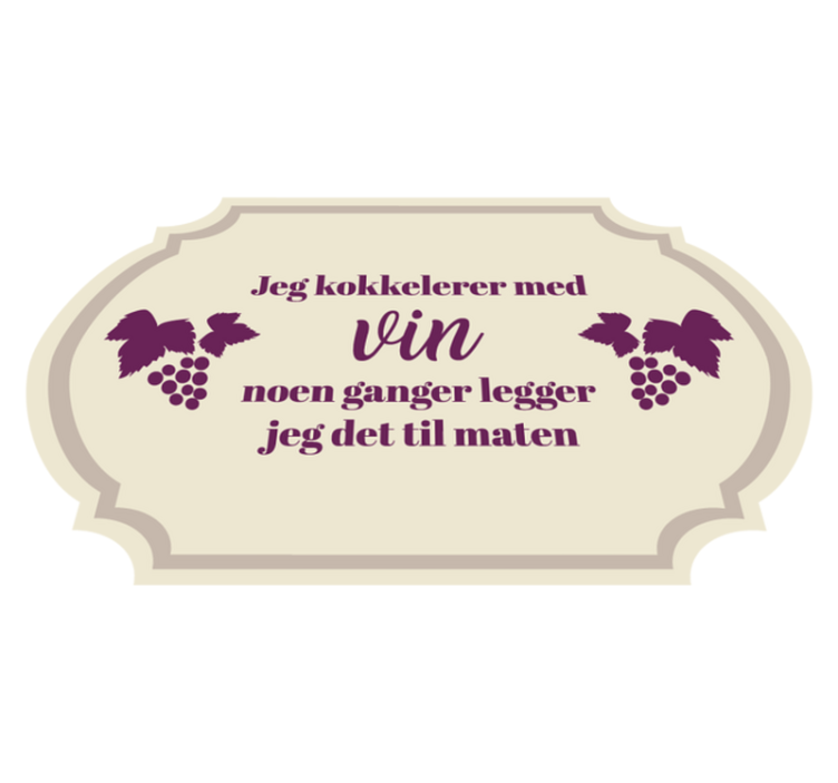 Matlaging med vintekst tilpasset vinyl teppe - Tenstickers