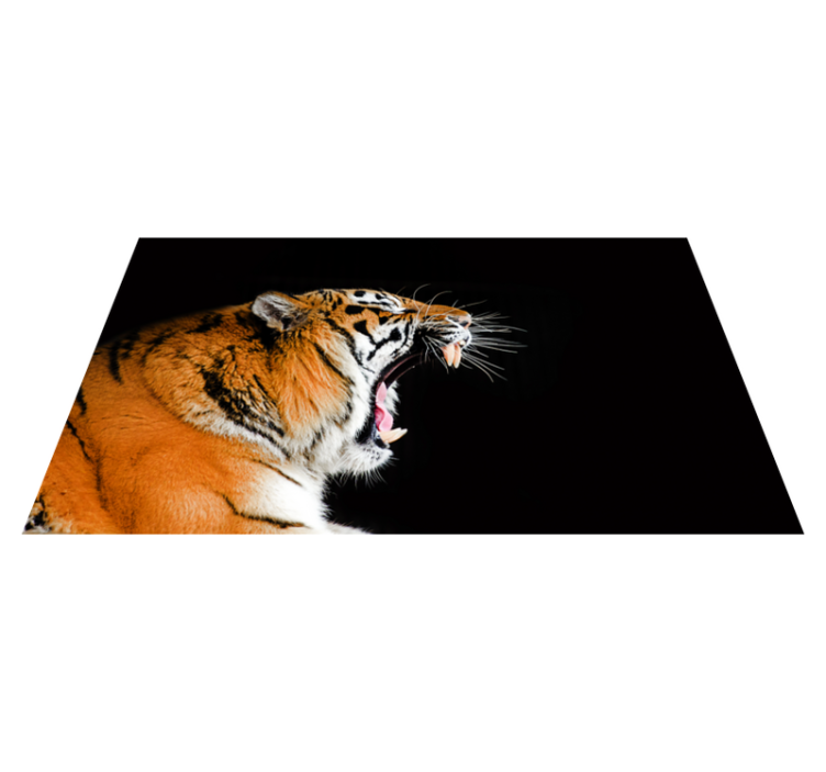 Animal angry tiger vinyl teppe - Tenstickers