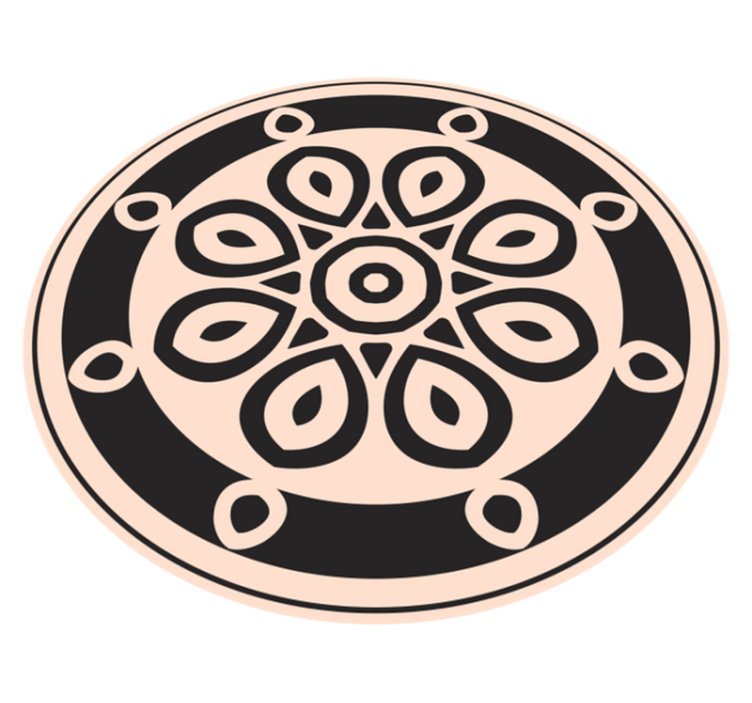 Elegant sirkulært motiv vinyl teppe mandala - Tenstickers