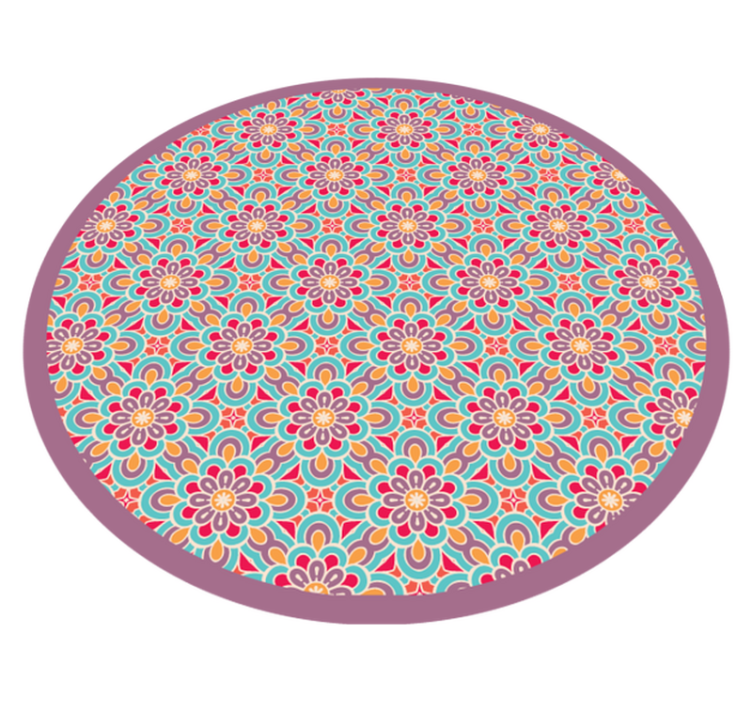 Vibrant blomsterdesign vinyl teppe mandala - Tenstickers