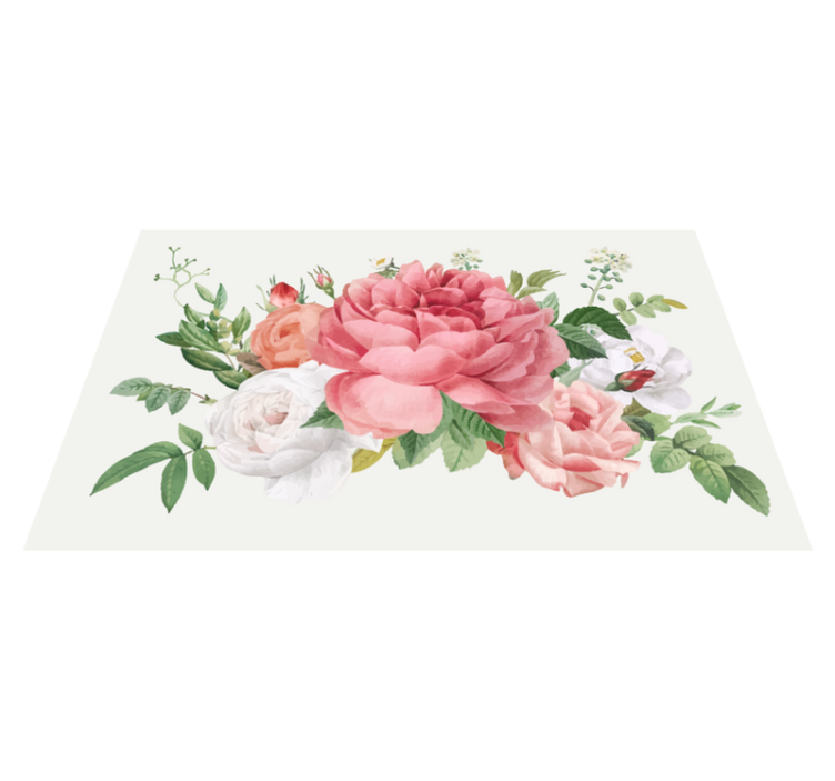 Blomster og roser blomster vinyl teppe - Tenstickers