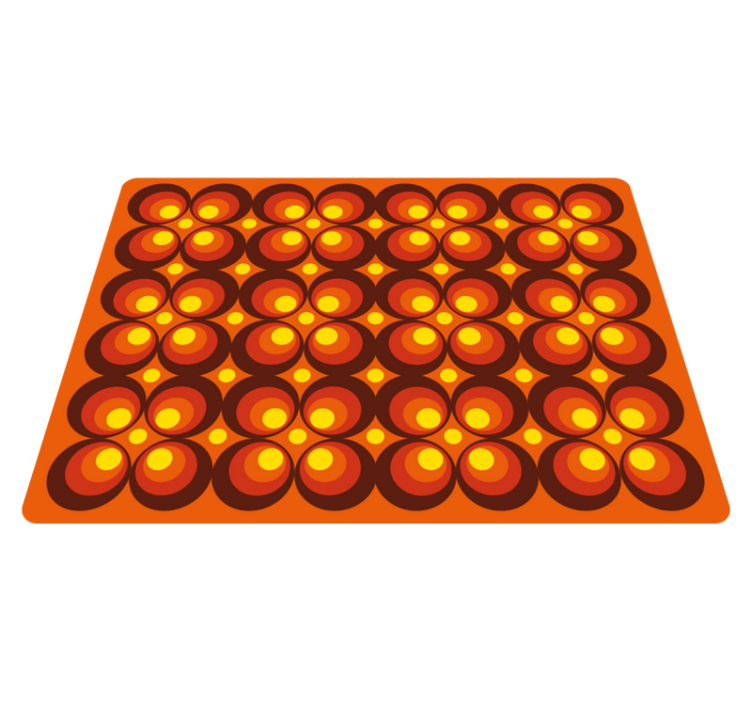 70-talls pop gule sirkler vintage vinyl teppe - Tenstickers