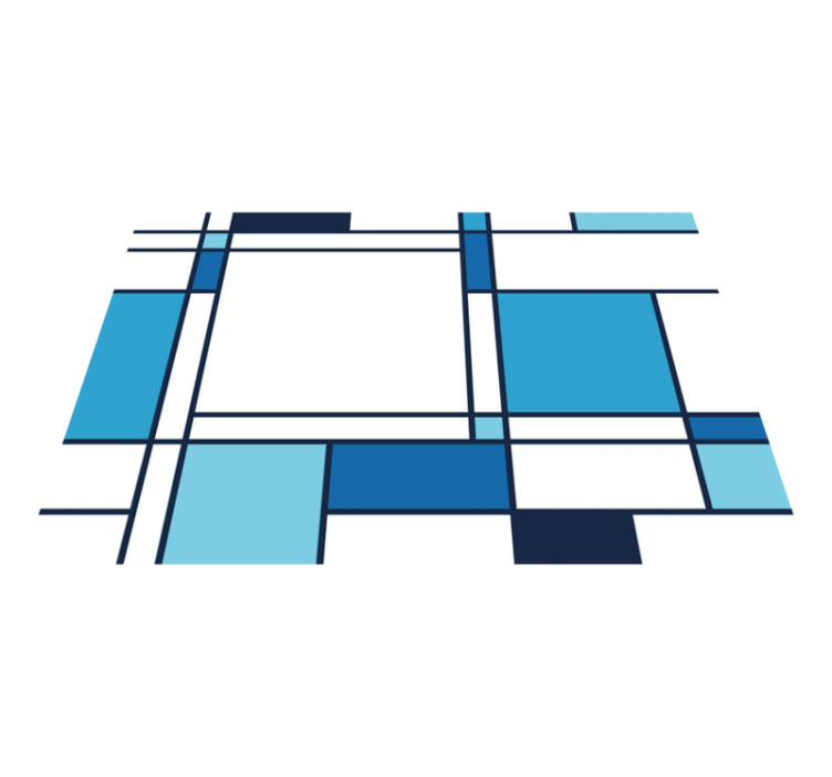 Nordisk stil blå firkanter nordisk vinyl teppe - Tenstickers