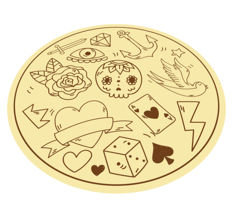 Tatoveringssymboler vinyl teppe ungdom - Tenstickers