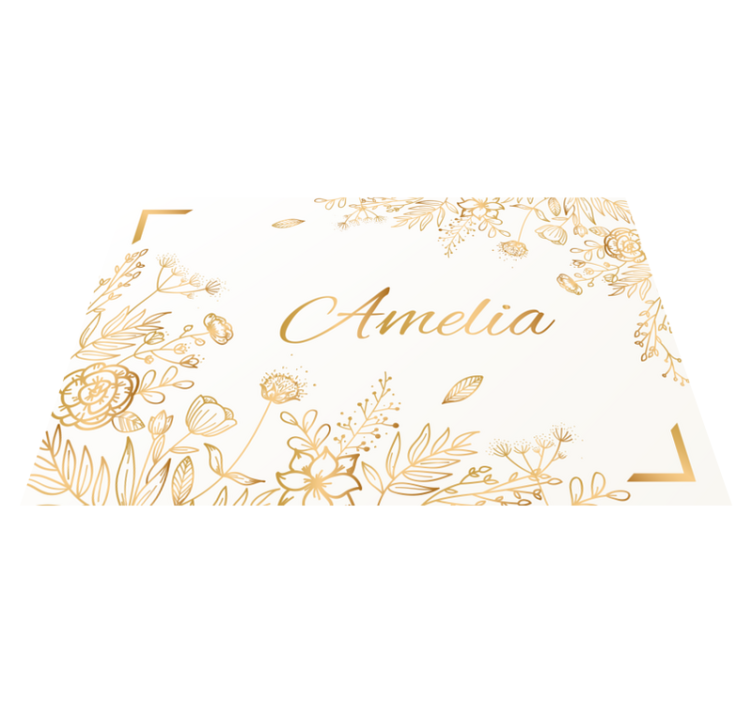 Floral personlig velkomst vinyl teppe med navn - Tenstickers