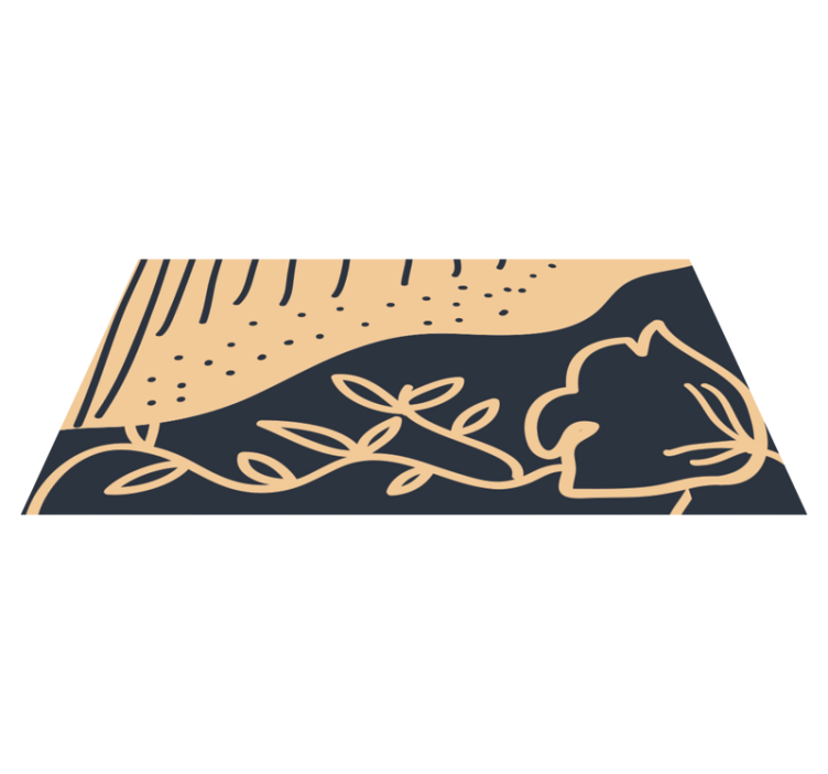 Beige bladmotiv vinyl teppe natur - Tenstickers