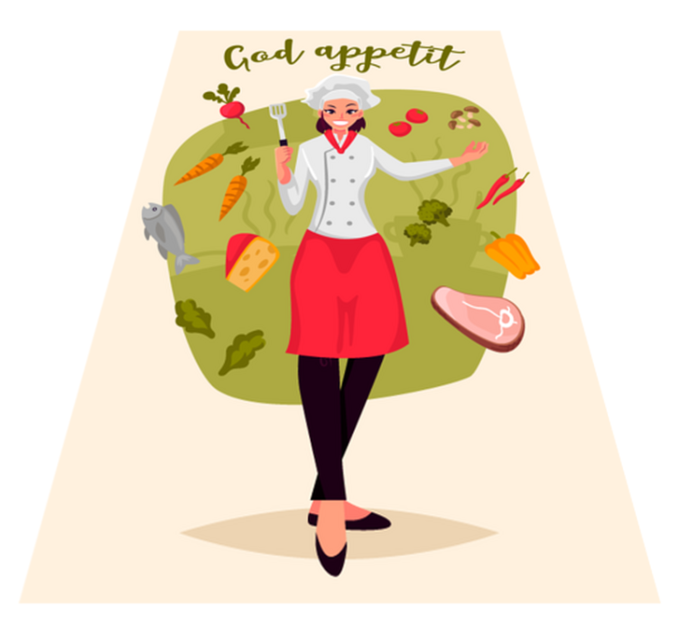 Kjøkken matlaging kvinne tilpasset vinyl teppe - Tenstickers