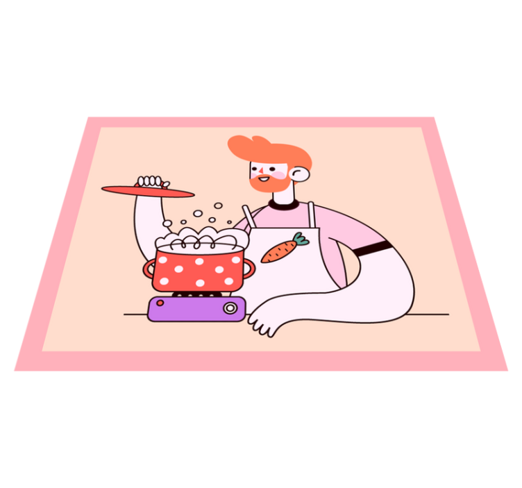 Kjøkken mann matlaging kjøkken gulvfliser - Tenstickers