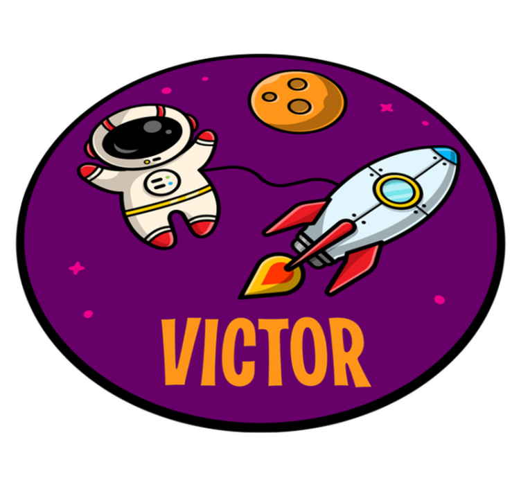 Planeter og kosmonaut på lilla tilpasset vinyl teppe - Tenstickers