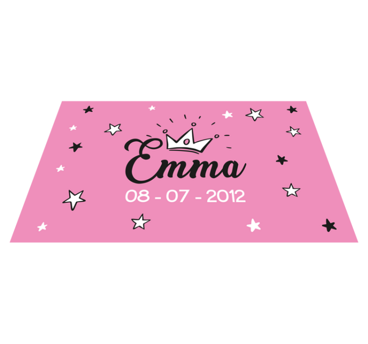 Baby rosa prinsesse med navn personlig vinyl teppe - Tenstickers