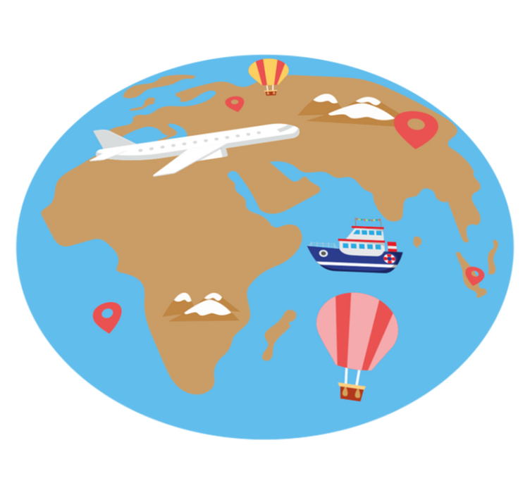 Reiseinspirert eventyr vinyl teppe verdenskart - Tenstickers