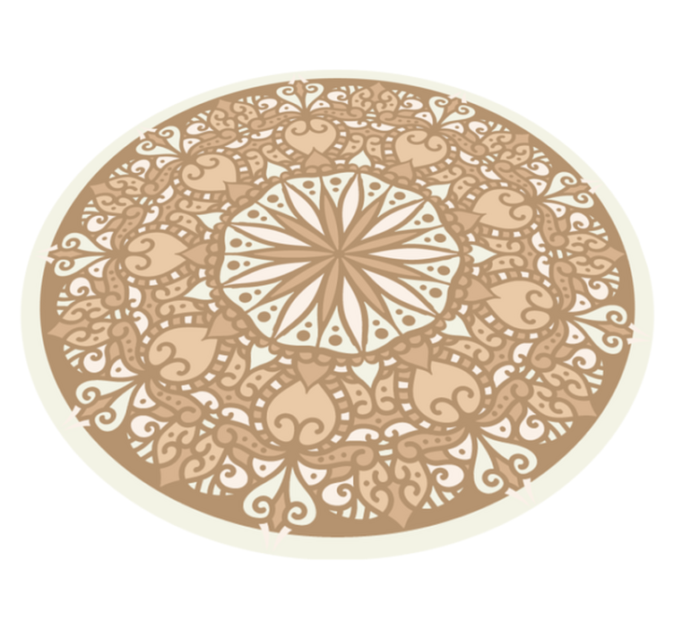 Beige stilig sirkulær design vinyl teppe mandala - Tenstickers