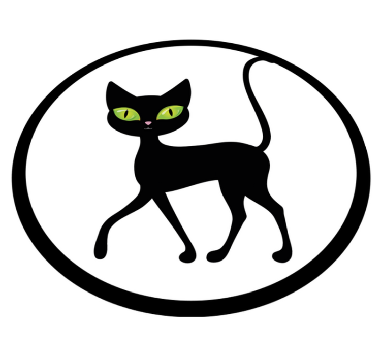 Svart katt på hvit bakgrunn baderomsgulv - Tenstickers