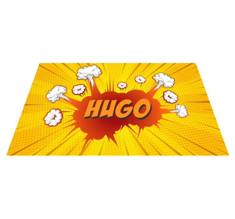 Tegneserie taleboble med navn personlig vinyl teppe - Tenstickers