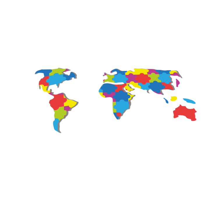 Fargerik verdensomspennende design vinyl teppe verdenskart - Tenstickers