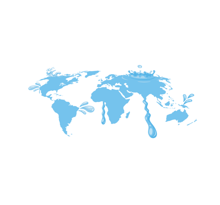 Blått vanndesign vinyl teppe verdenskart - Tenstickers