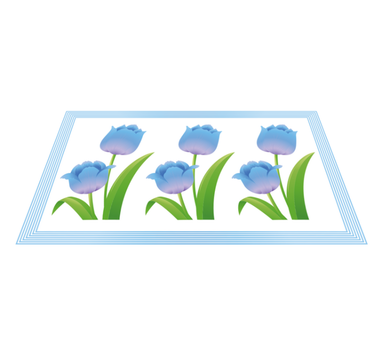 Blå tulipanutstilling vinyl teppe blomster og planter - Tenstickers
