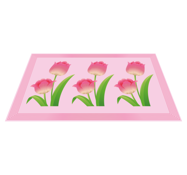 Rosa tulipan bakgrunn floral vinyl teppe - Tenstickers