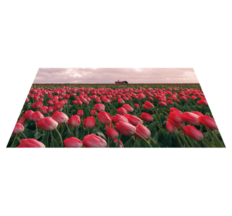 Levende tulipanfelt vinyl teppe natur - Tenstickers