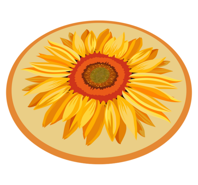 Solsikke rund vinyl teppe blomster og planter - Tenstickers