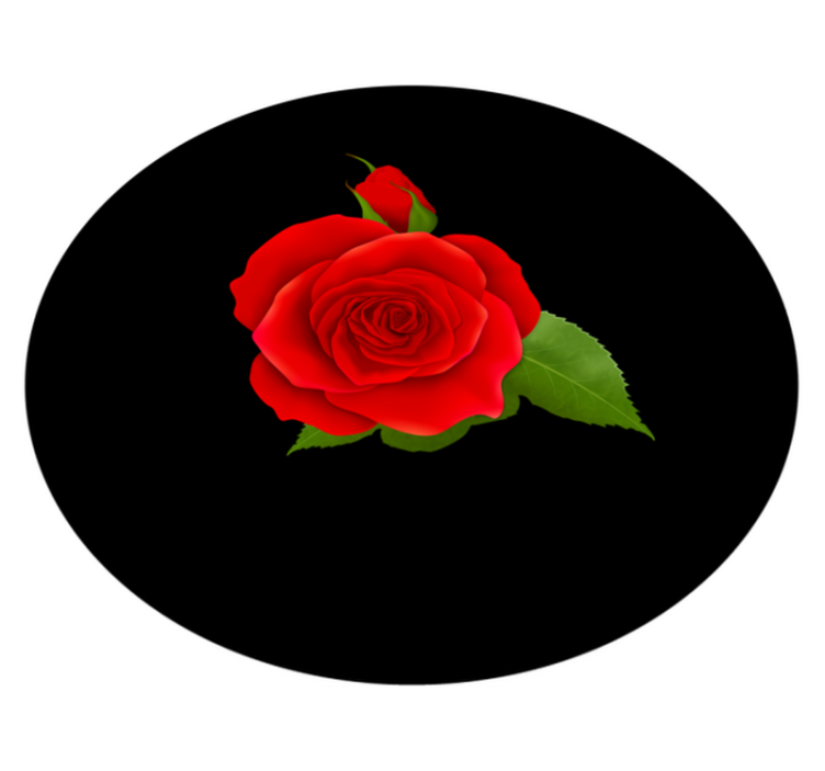 Rød rose på svart blomster vinyl teppe - Tenstickers
