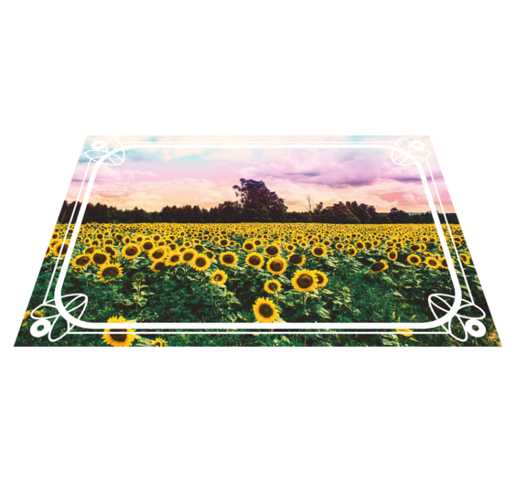 Solsikkefeltscene vinyl teppe natur - Tenstickers