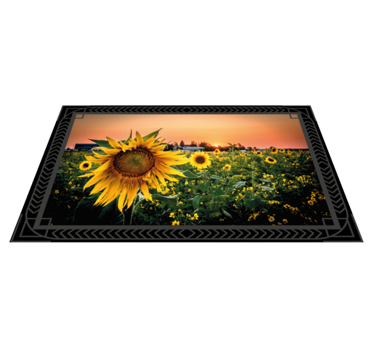 Solsikke solnedgang vinyl teppe blomster og planter - Tenstickers