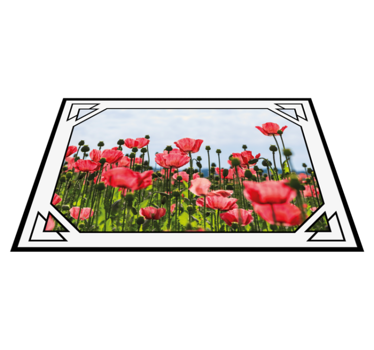 Fargerik valmuefelt vinyl teppe blomster og planter - Tenstickers