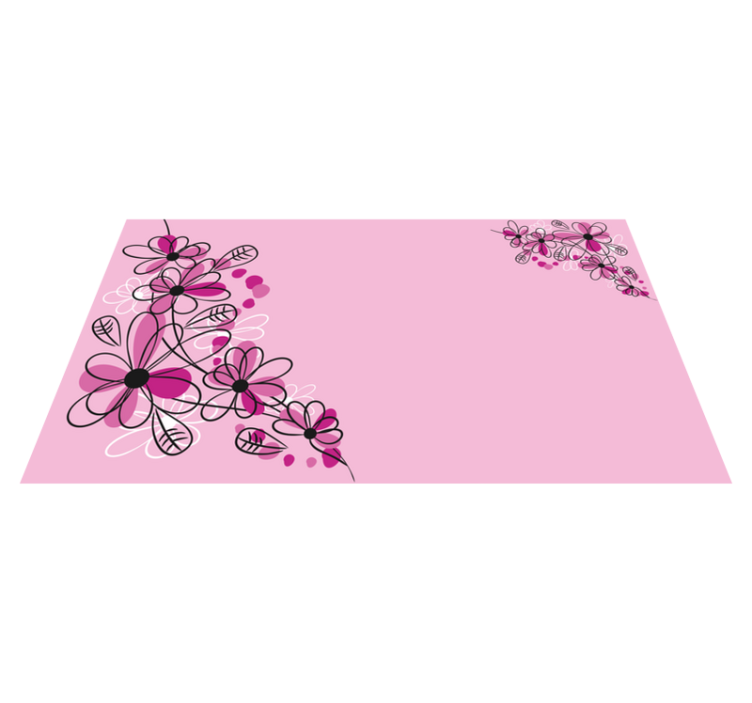 Rosa håndtegnet vinyl teppe blomster og planter - Tenstickers