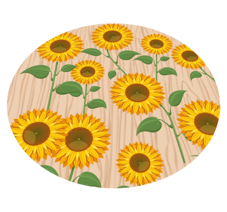 Gule solsikker tre bakgrunn vinyl teppe blomster og planter - Tenstickers