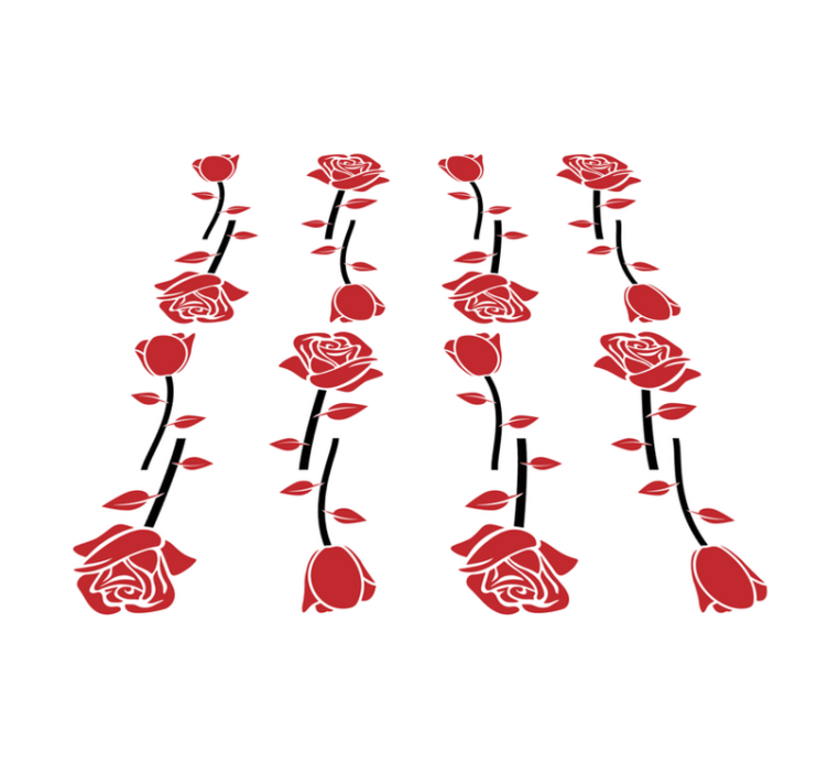 Rød rose mønster vinyl teppe blomster og planter - Tenstickers