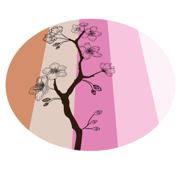 Kirsebærblomstrende eleganse vinyl teppe blomster og planter - Tenstickers