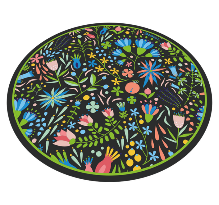 Fargerike polske blomster vinyl teppe blomster og planter - Tenstickers