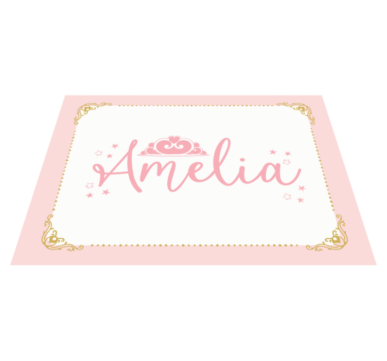 Rosa prinsessekrone med navn Vinyl teppe flere barn - Tenstickers
