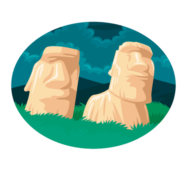 Vinyl teppe verdenskart moai statuer silhuett - Tenstickers