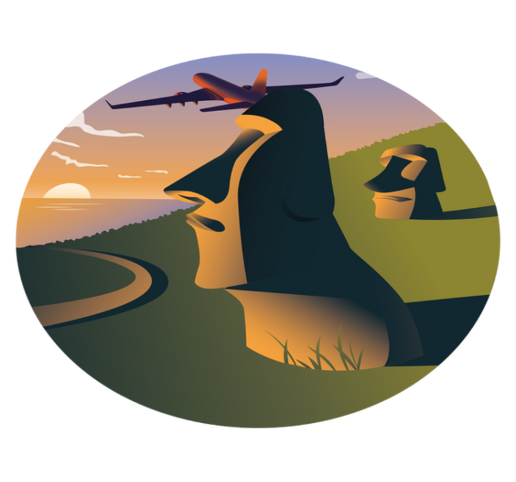 Påskeøya solnedgang vinyl teppe rund - Tenstickers