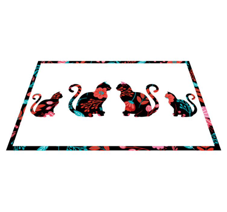 Katter med blomster på ryggen rektangulært vinyl teppe - Tenstickers