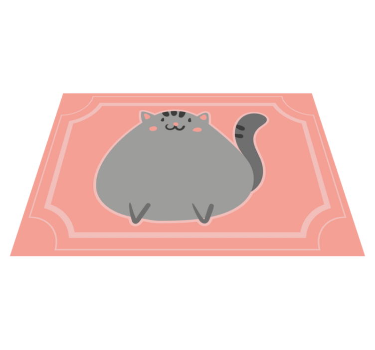 Grå katt med rosa nese vinyl teppe soverom - Tenstickers