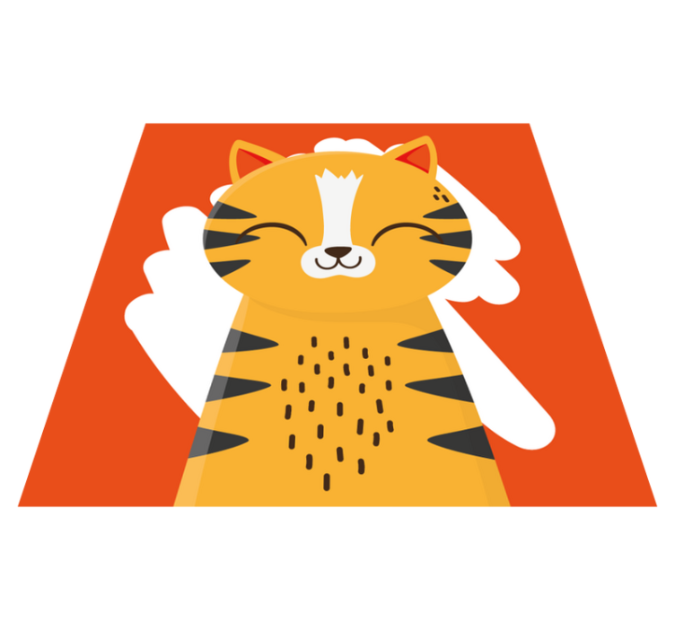 Oransje katt med sorte striper soveromsteppe - Tenstickers