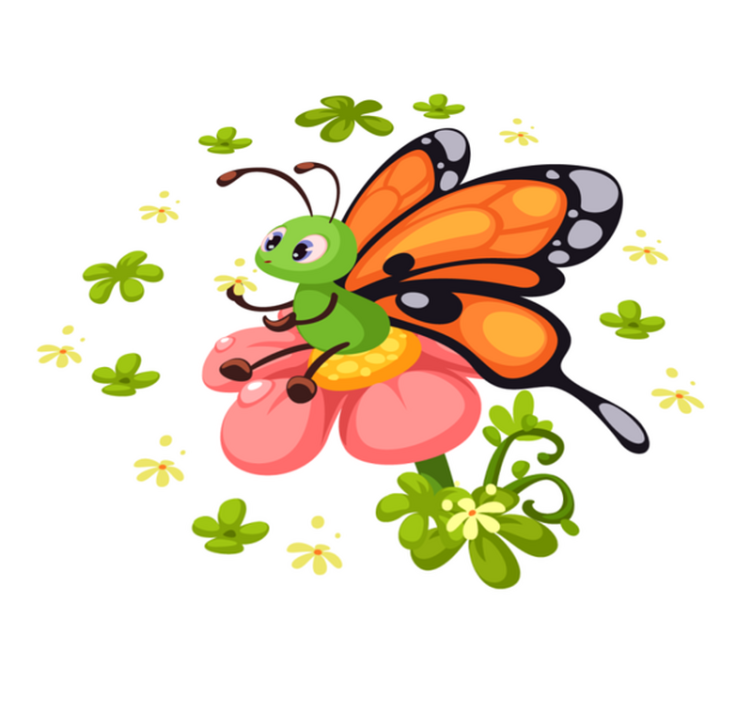 Sommerfugl, sitter, på, ei, blomst, animal, vinyl teppe - Tenstickers