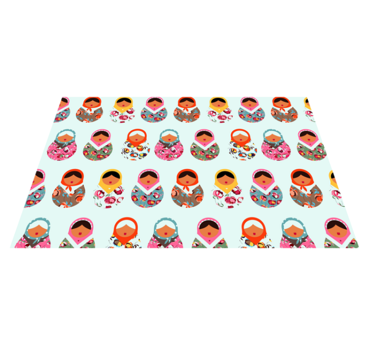 Vinyl teppe etnisk fargerike matryoshka dukker - Tenstickers